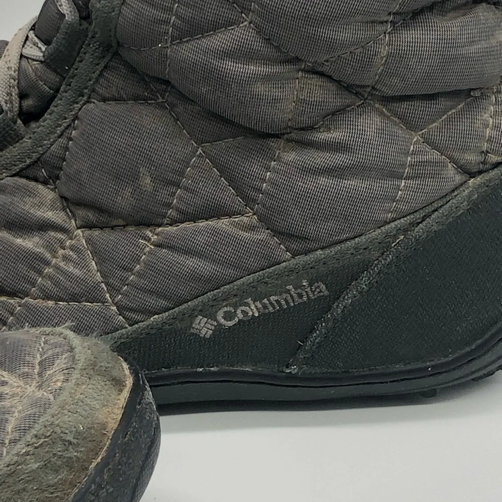Columbia Boots Women's 8 Gray Minx II Mid Lace Omni Grip Insulated Snow Winter